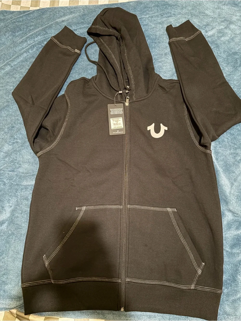 True Religion Kids Black Hoodie with White Back Logo